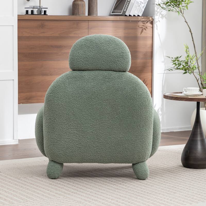 SEYNAR Modern Faux Sherpa Upolstered High Back Armless Accent Chair