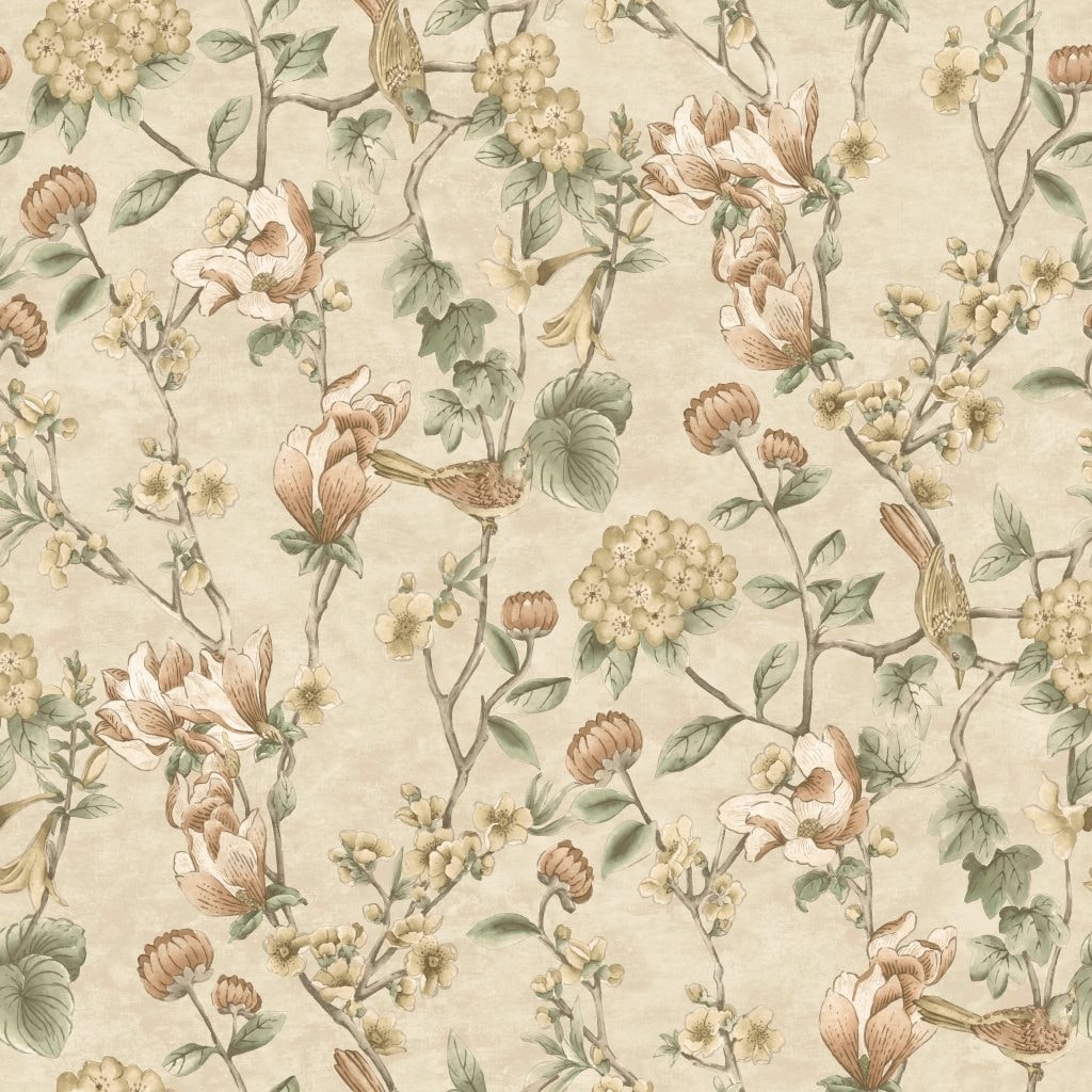 Floral Bird Trail Non-pasted Wallpaper – 396in x 20.8in