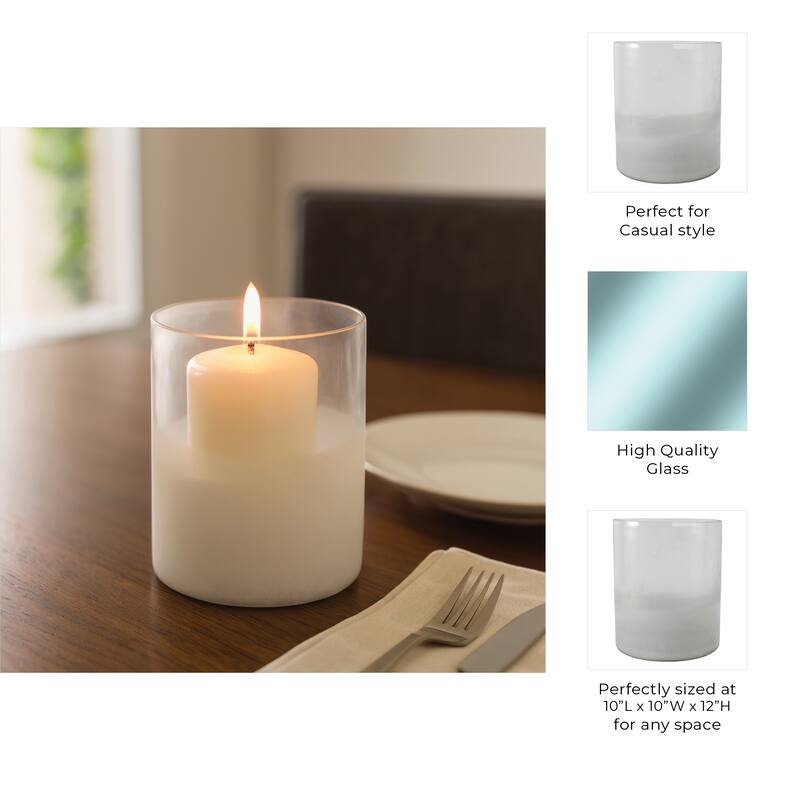 Glass Frosted Finish Pillar Candle Holder - Clear