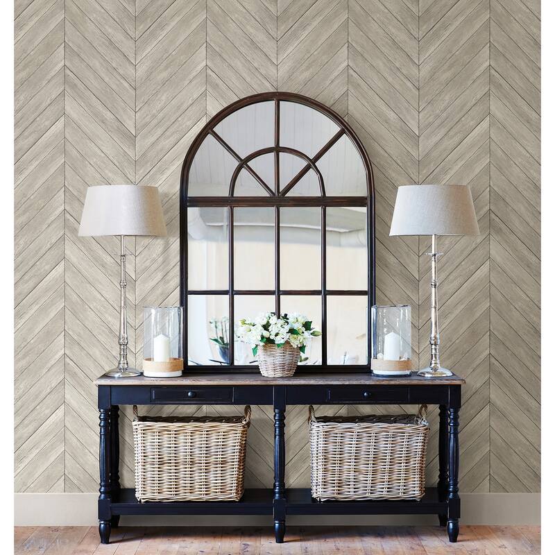 Vernon, Parisian Brown Parquet, 33 FT. L x 20.5In. W Wallpaper Roll - Dove