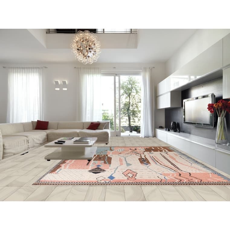 Earth Tone Moroccan Large Modern Area Rug Hand-Knotted Wool Carpet - 11'11" x 15'2"