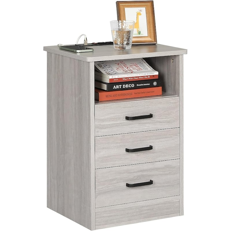 Bedroom Nightstand 3 Drawers with USB Port End Table Side Table