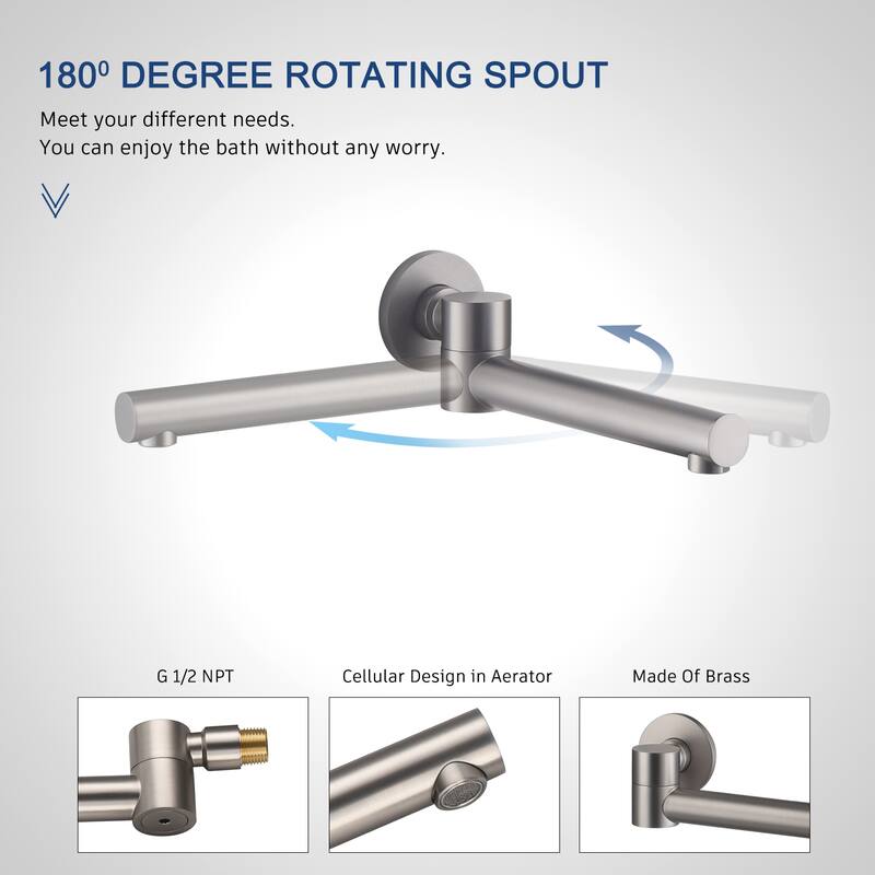 1-Spray Pattern 10-inch Round Wall Mount Shower System with Tub Faucet