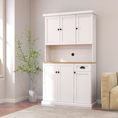 71" Kitchen Pantry with Microwave Countertop and Adjustable Shelves
