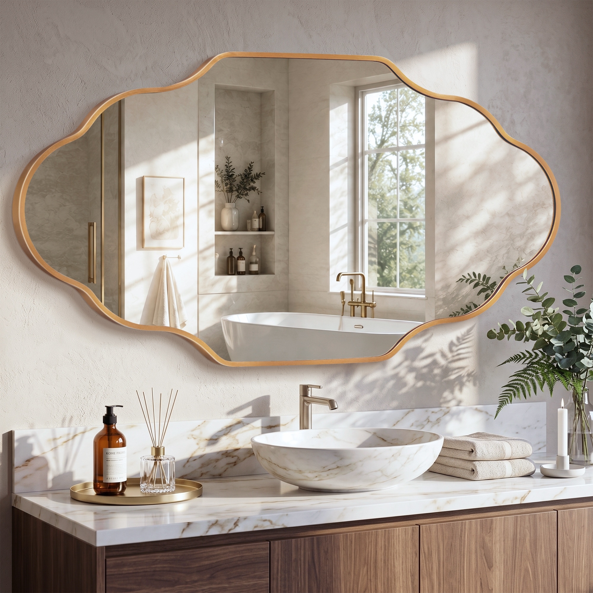 Scalloped Metal Framed Decorative Irregular Wall Mirror
