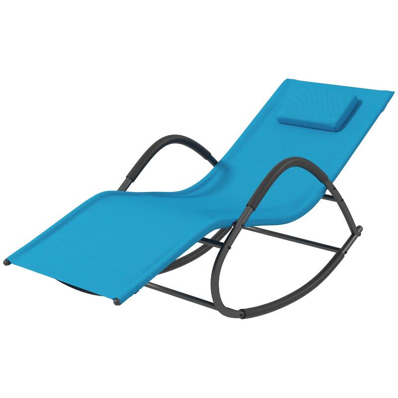 Outsunny Zero Gravity Rocking Chair Outdoor Chaise Recliner Rocker with Detachable Pillow & Weather-Fighting Fabric for Pool