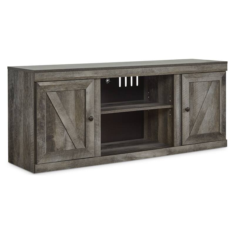 Signature Design by Ashley Wynnlow Gray 60" TV Stand for TVs up to 69" with Electric Fireplace - 60"W x 15.5"D x 24.5"H