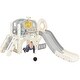 preview thumbnail 6 of 34, Kids Slide Playset Structure, Castle Climbing Crawling Playhouse w/ Slide, Arch Tunnel, Ring Toss & Basketball Hoop for Toddlers