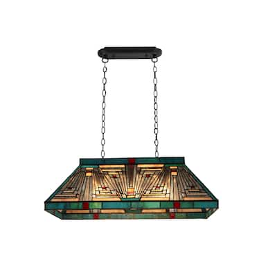 Tiffany Style Mission Design 3-light Linear Island Fixture