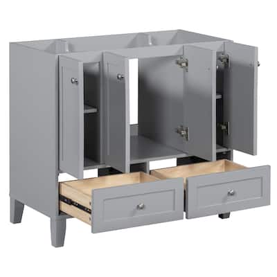 Modern 36-Inch Bathroom Vanity Storage Cabinet, Solid Wood Frame, Adjustable Shelves, Soft-Close Doors