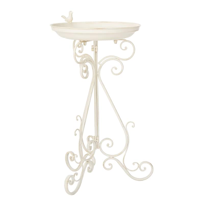 SAFAVIEH Outdoor Amya Victorian Scroll Iron Bird Bath - 16.5" W x 14.6" L x 29.1" H - 17"W x 15"D x 29"H