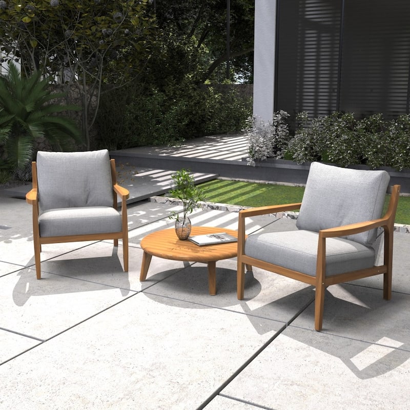 3-piece Acacia Wood Patio Sofa Set with A Sleek Coffee/ Side Table - Coffee table