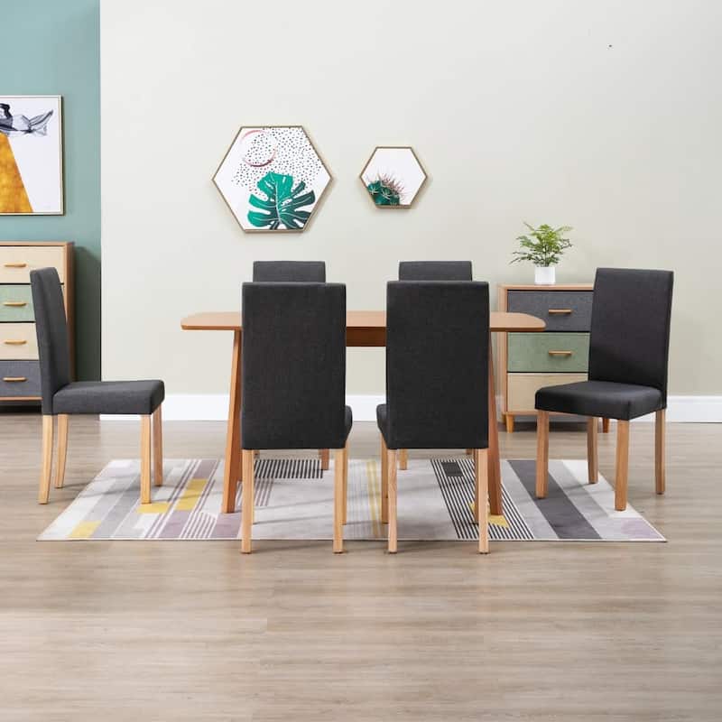 vidaXL Dining Chairs 6 pcs Dark Gray Fabric