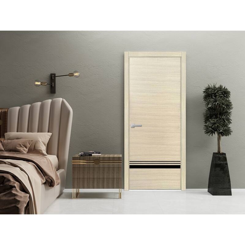 Solid French Double Doors 56 x 80 Planum 0012 Natural Veneer with