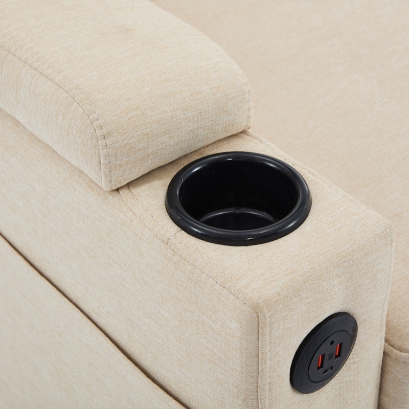 78'' Fabric L-Shaped 3-Seater Sectional Sofa with Storage Ottoman, USB Port, Cup Holders, and Magazine Bags
