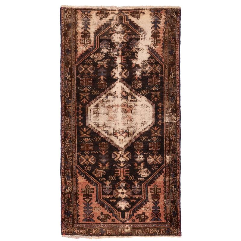 ECARPETGALLERY Hand-knotted Anadol Vintage Black Wool Rug - 2'11 x 5'9
