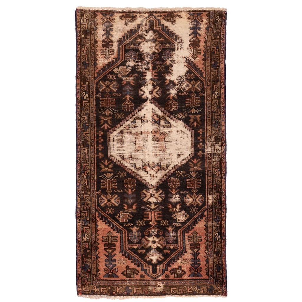 ECARPETGALLERY Hand-knotted Anadol Vintage Black Wool Rug - 2'11 x 5'9