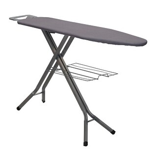 Household Essentials Deluxe 4-Leg Matte Black Ironing Board with Mesh Steel Top and Heat-Resistant Cover
