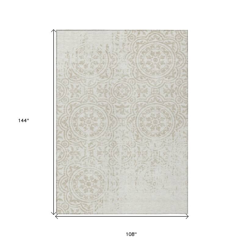 HomeRoots Medallion Transitional Rectangle Outdoor Rug