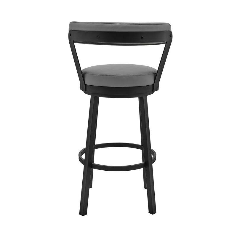 30" Chic Grey Faux Leather with Black Finish Swivel Bar Stool - 40" x 17" x 19"