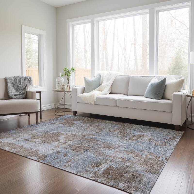 Machine Washable Indoor/ Outdoor Modern Ombre Chantille Rug