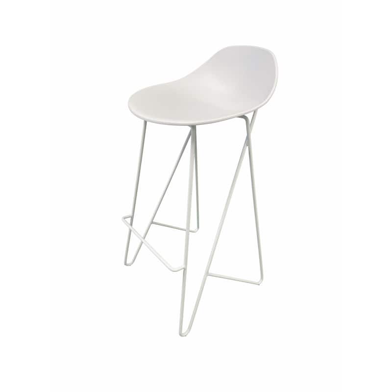 Bert 30 Inch Barstool Chair Set of 2, Low Back, Geometric White Metal