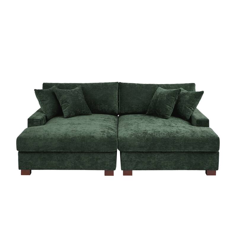 Oversized Chenille Modular Sectional Sofa With Deep Seat