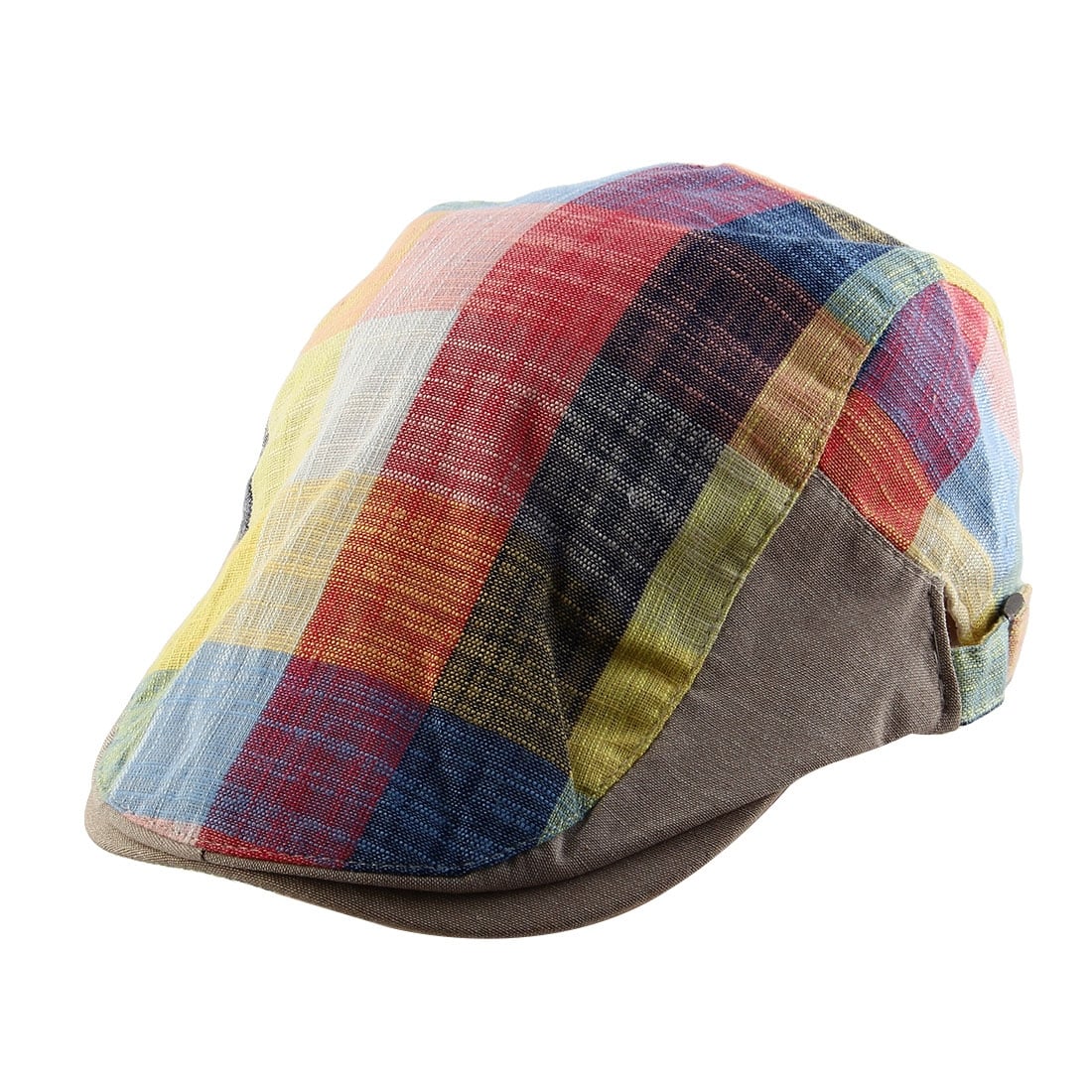 Red White Plaid Ivy Driving Newsboy Cap Hat