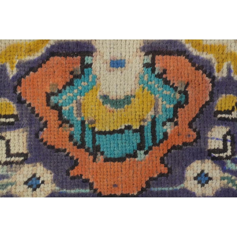 Hand Knotted Oriental 100% Wool Carpet Traditional Floral Navy Blue & Blues Tabriz Area Rug - 9' 6'' X 6' 7''