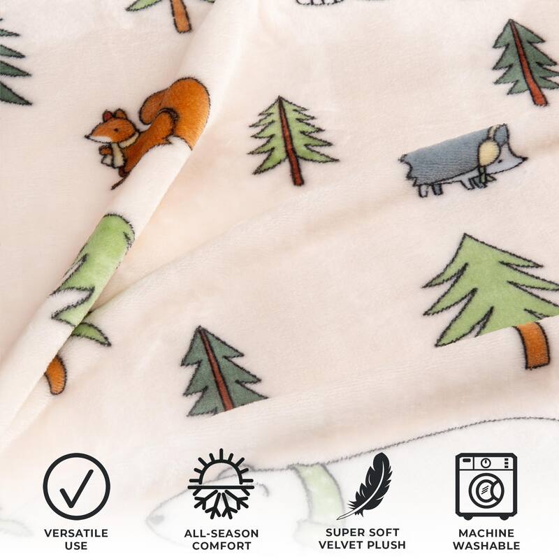 Luxurious Velvet Plush Fleece Holiday Printed Throw Blanket