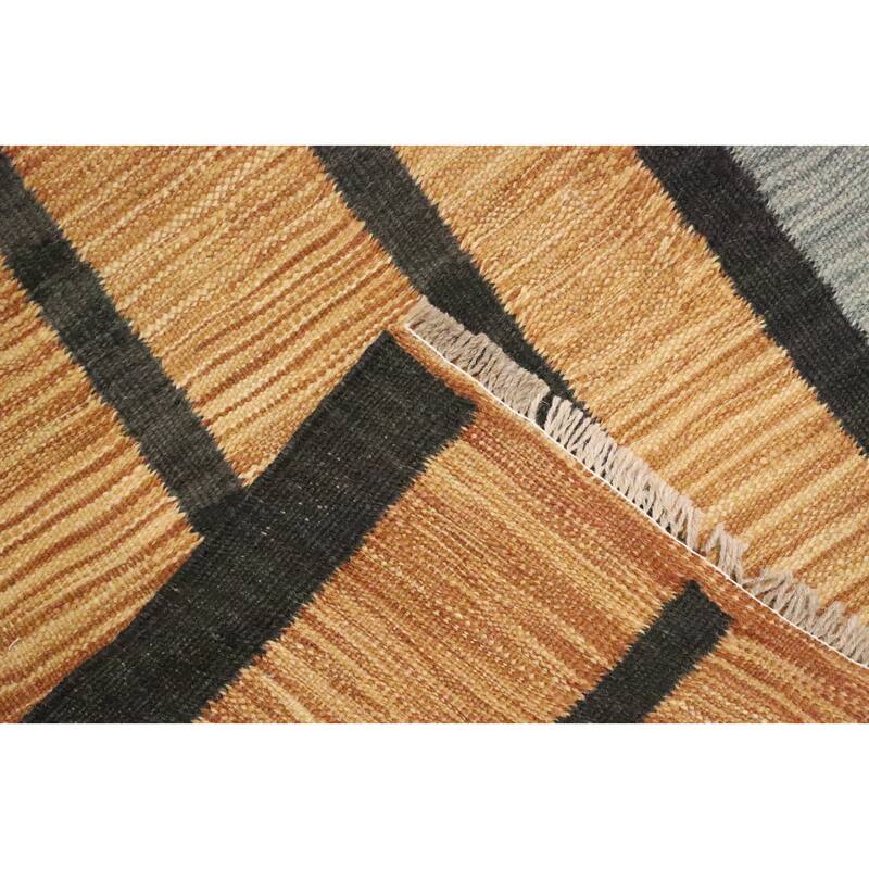 Hand Woven Oriental 100% Wool Carpet Southwestern Modern Multi-Colored Kilim Area Rug - 8' 7'' X 6' 1''