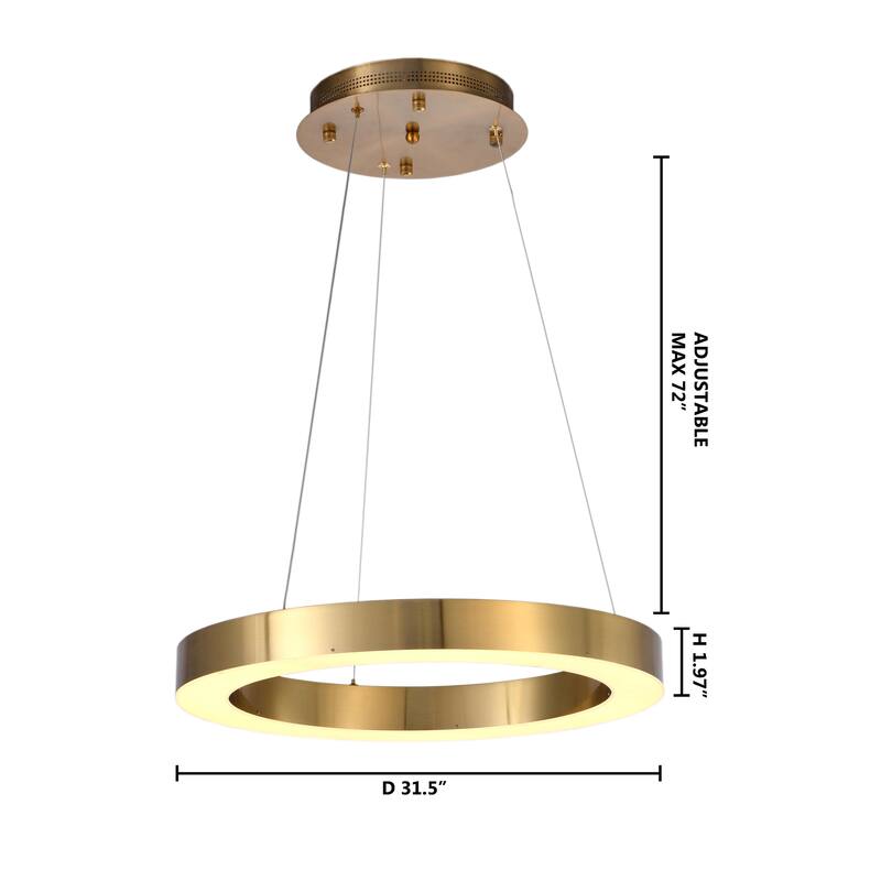 1-Light Gold LED Chandelier With An Acrylic Bottom Len