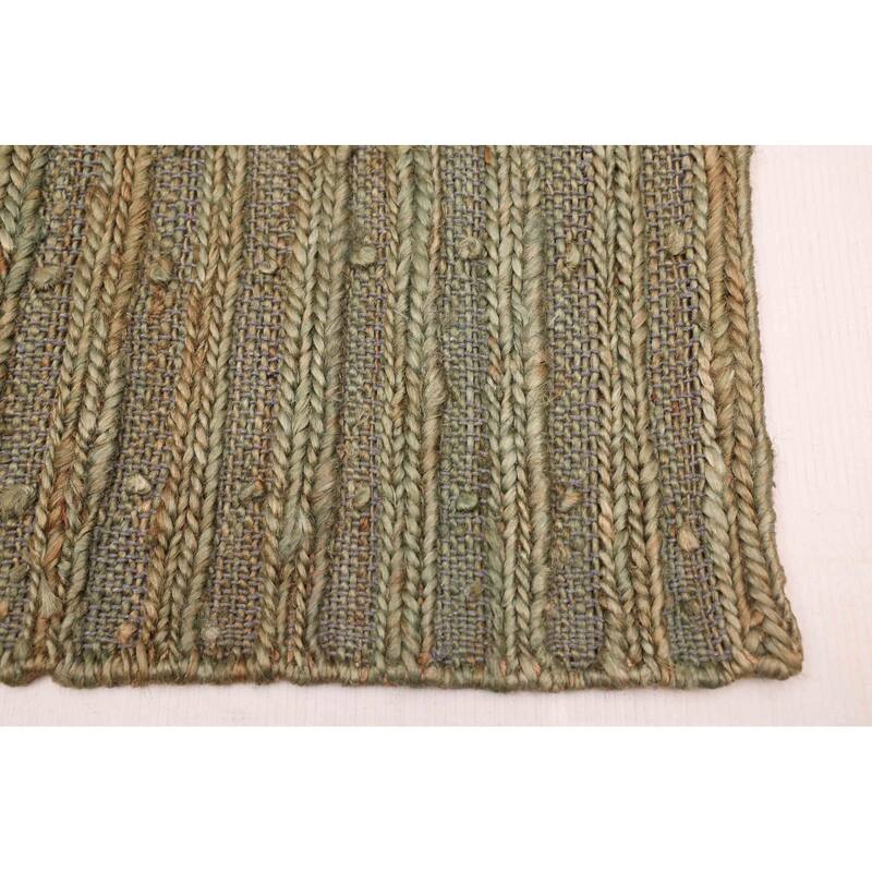 ECARPETGALLERY Braided Weave Palas Denizli Green Jute Rug - 5'2 x 7'11