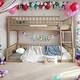 preview thumbnail 6 of 10, Full XL Over Solid Pine Wood Queen Bunk Kids Bed Frame with Ladder, Guardrails and Detachable Design, Easy Assembly, Grey Walnut