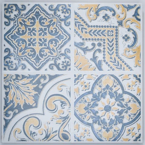 Bari 12'' x 12'' Ceramic Tile for Floor & Wall in Blue and Yellow