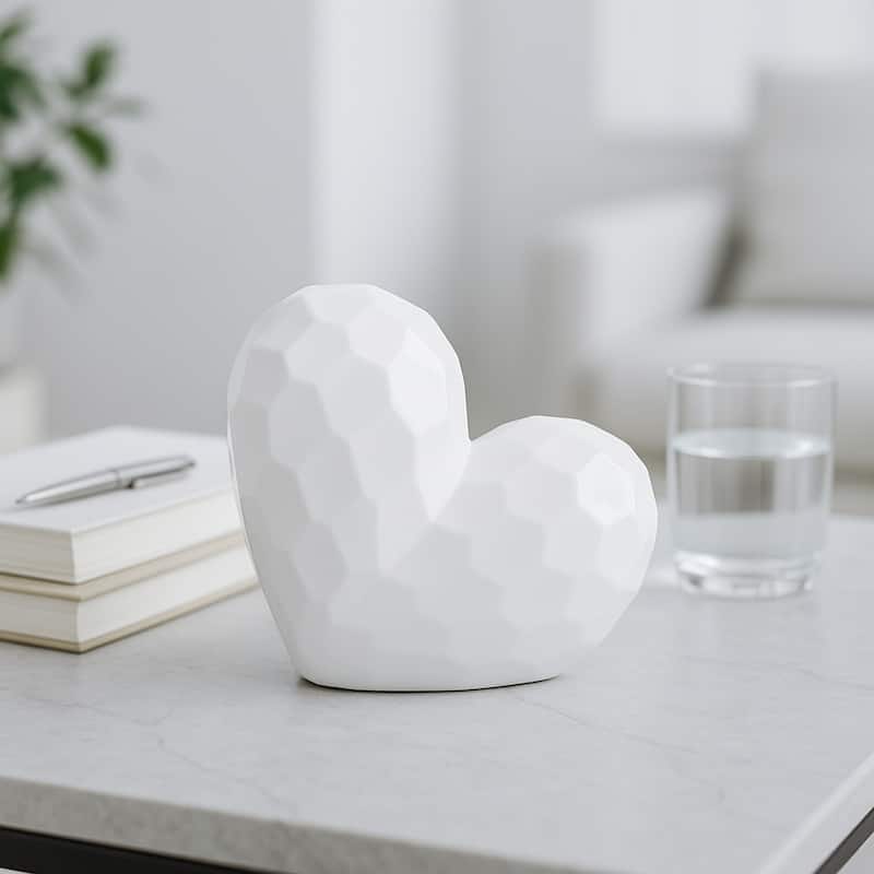 Modern Stone Ceramic Geometric Heart Sculpture