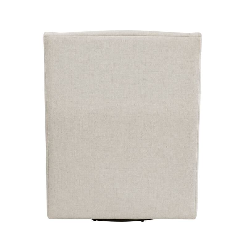 36 Inch Swivel Accent Chair, Sloped Track Arms, Textured Beige Polyester