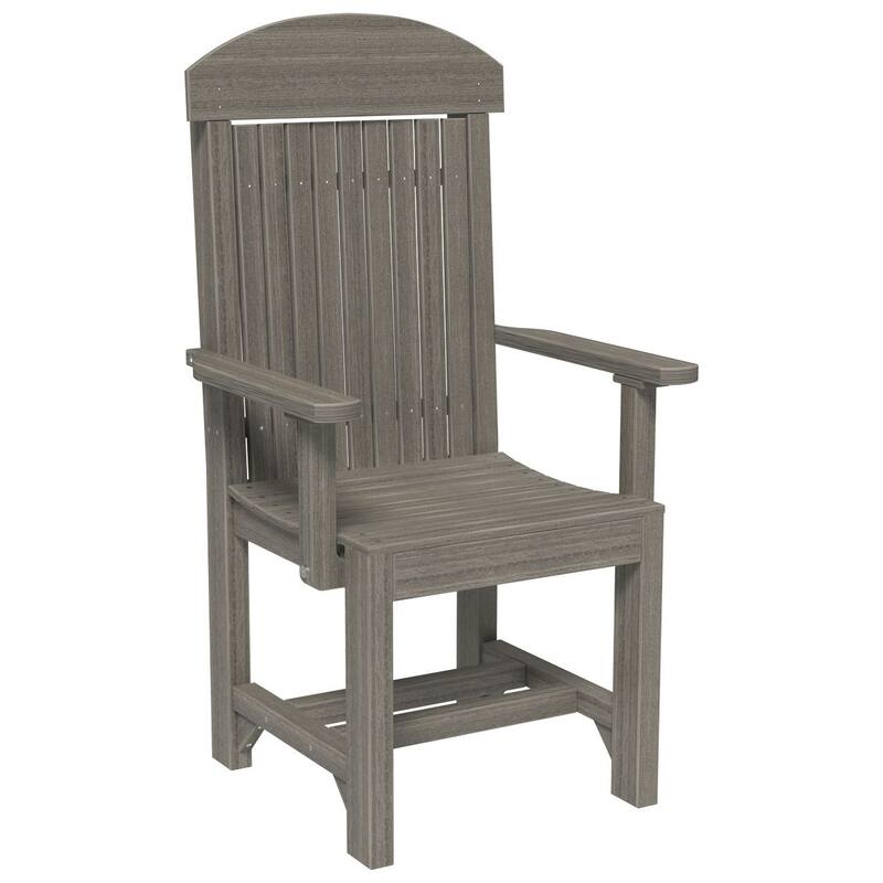 Set of 4 Poly Lumber Classic Dining Chairs - Arm Chair - Coastal Gray Woodgrain - Dining Height