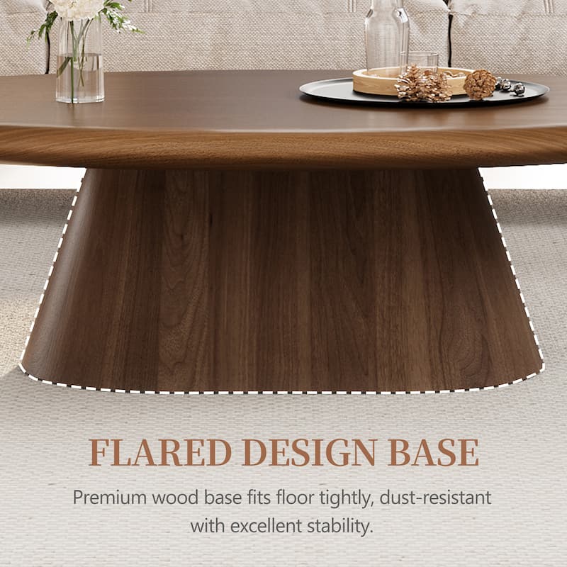 51.1" Mid-Century Modern Oval Coffee Table - Solid Wood Veneer, Living Room Center Table