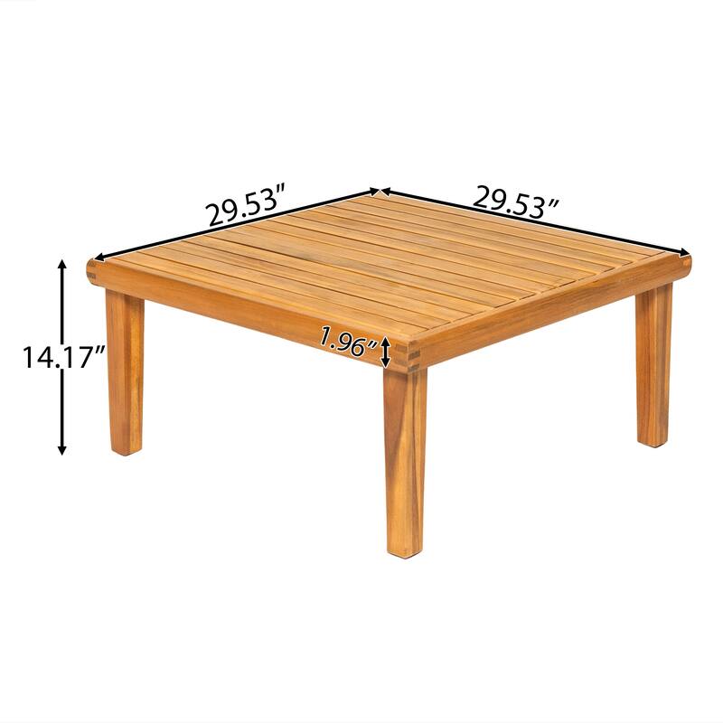 Christopher Knight Home - Laguna Outdoor Solid Acacia Wood 5-Piece Modular Sectional Sofa Set with Coffee Table and Cushions