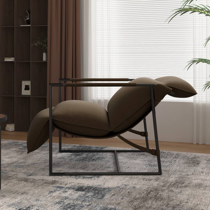 Metal Framed Sling Accent Chair with Bag Cushion