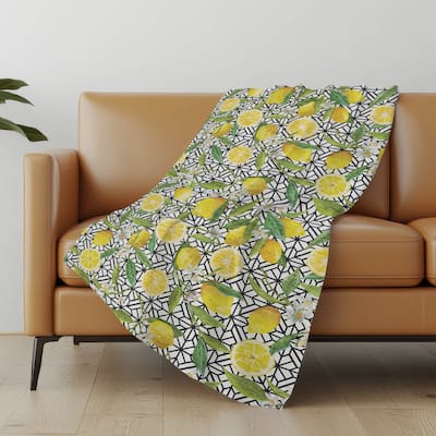 Premium Machine Washable ASB160 Lemons Sherpa Throw Blanket