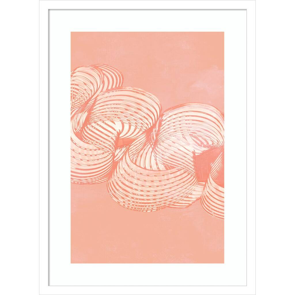 Flowering Peach Ribbon No. 1 by PI Studio Wood Framed Wall Art Print - Svelte White