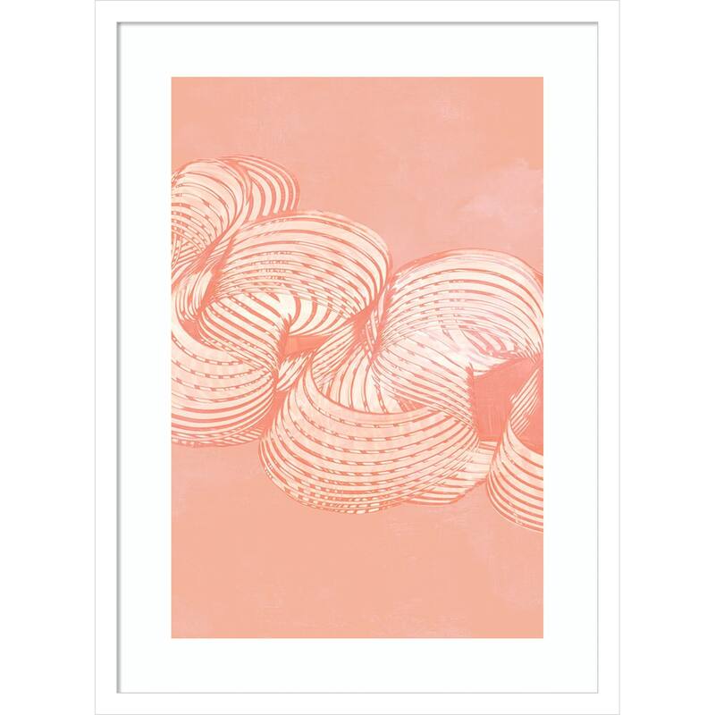 Flowering Peach Ribbon No. 1 by PI Studio Wood Framed Wall Art Print - Svelte White