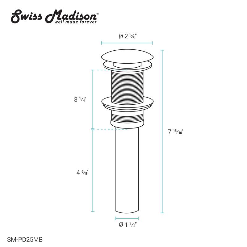 Residential Non-Overflow Pop Up Sink Drain 1.75" in Brushed Chrome