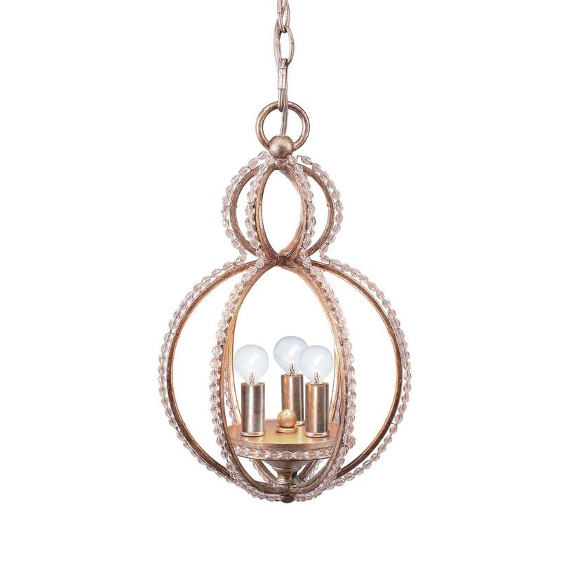 Garland 3 Light Crystal Bead Mini Chandelier - 9.5'' W x 15.5'' H