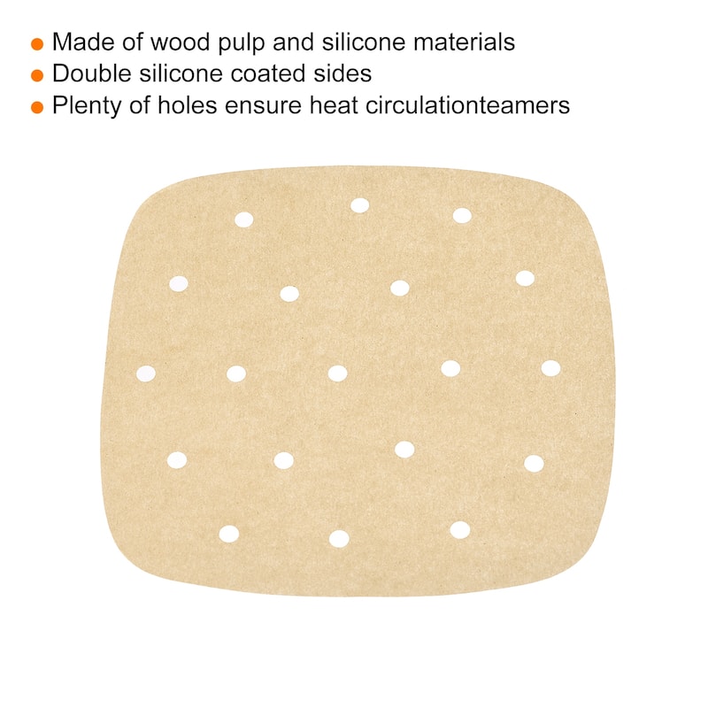 6.5 inch Air Fryer Parchment Paper, 200pcs Square Baking Paper Liners, Brown