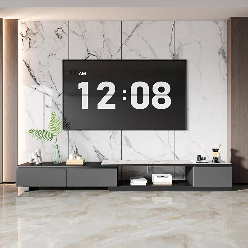 122'' Extendable TV Stand Media Console With 3 Drawers - 75'' - 122''