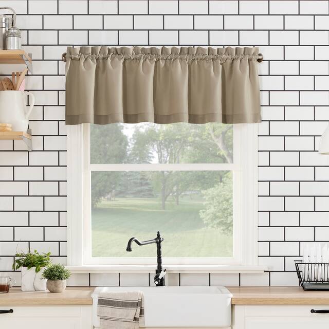 No. 918 Martine Microfiber Semi-Sheer Rod Pocket Kitchen Curtain Valance and Tiers Set