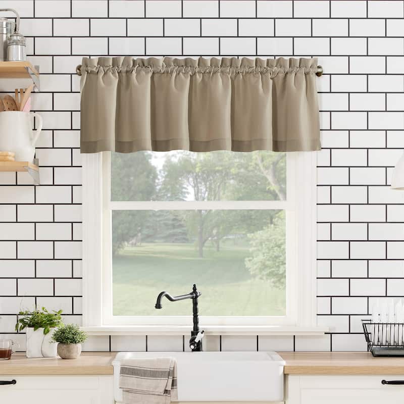 No. 918 Martine Microfiber Semi-Sheer Rod Pocket Kitchen Curtain Valance and Tiers Set